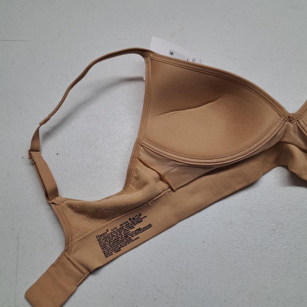 Hanes Womens Bralette Small Tan NWT Originals Seamless Ribbed 2003-144